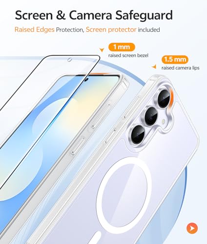 Image of FNTCASE for Samsung Galaxy S25 FE Case: [Fit for Magsafe] [Screen Protector] Anti Yellowing Transparent Clear Military Grade - Shockproof Protective Phone Cover for Samsung S25Fe (Clear-6.7 inch)
