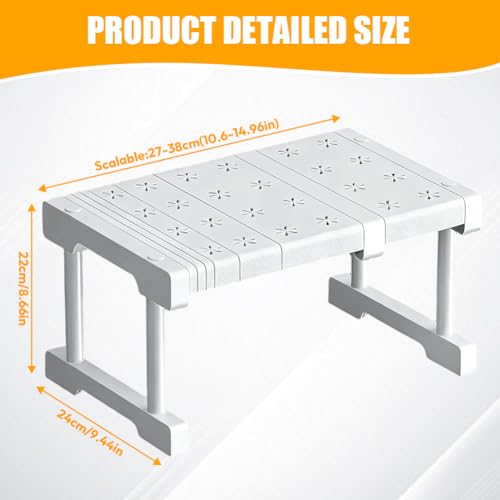 Peelanmall 38 * 24CM Verstellbares Ausziehbarer Schrankregal,Verstellbare Regale für SchrankAusziehbares Regalböden,Erweiterbares Einlegeböden Schrankregal für Kleiderschrank,Schrank,Küche,Badezimmer