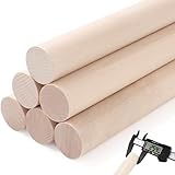 Yaliuliu 6PCS Dowel Rods Wood Sticks,1x12 Inch Unfinished Round Wooden Hardwood Sticks for Arts,DIY, Crafts,Tiered Cake Support and Wedding Ribbon Wands