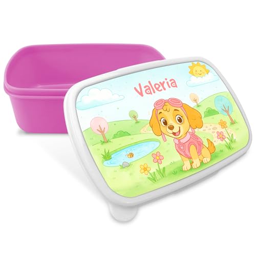 LolaPix Fiambrera infantil personalizada con nombre. Patrulla. Tupper niños colegio. Loncheras para niños. Lancheira canina. Lunch box. Tupper infantil personalizado. Regalo niña. Perrita