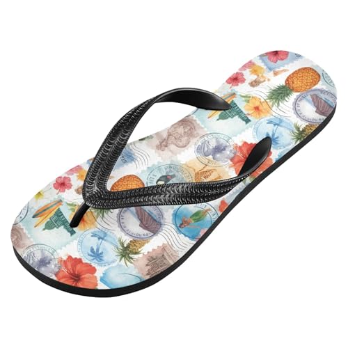 Burbuja Tropical Patchwork Stamp Flip Flops for Women Men, Soft Thong Sandals Rubber Slippers for Pool Beach Essentials2