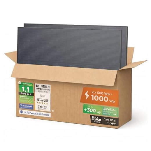 Solarway 500W Solarpanel Full Black Bifazial Glas/Glas PV Panel mit positiver Leistungstoleranz von 0-5 Watt, n-type, geeignet für Balkonkraftwerk
