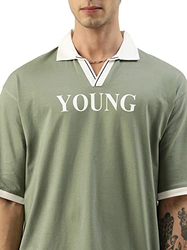 Image of Maniac || Mens || Printed || Polo Neck || Half Sleeve || Cotton || Oversized Fit || T-Shirt