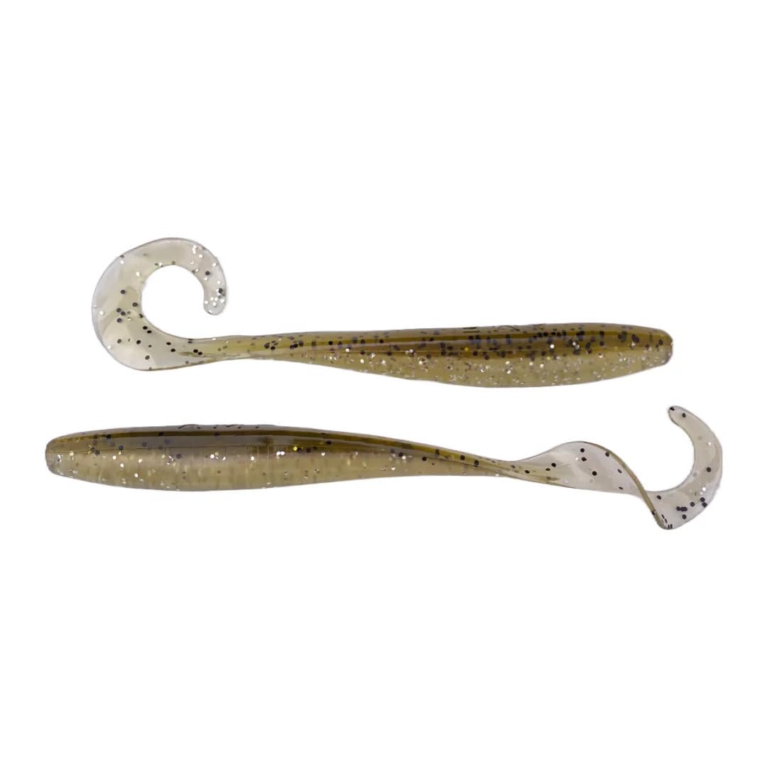A.M. Fishing Curly Tail Jerkshad 7 Inch Soft Baits Garlic Infused,– 4Pack – Saltwater & Freshwater Fishing Lures for Bass, Redfish, Snook, and Trout