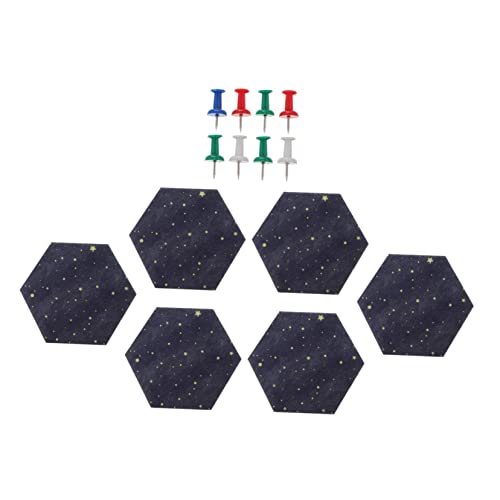 ERINGOGO 6pcs Hexagon Felt Wall Tiles Pin Board for Wall Decor Memo Board with Push Pins