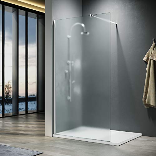 ELEGANT Walk in Shower Enclosure 8mm Full Frosted Easy Clean Safety Glass Shower Cubicles Wet Room Shower Screen Bath Screen 760mm