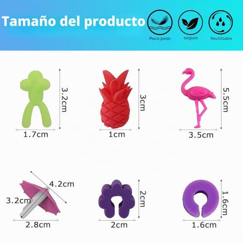 Miniatura 2 de Euduq 48 Peças Marcadores De Copos,Silicone Marcadores Copos Marcadores De Vidrio Reutilizables,Identificador De Copa De Vino Colorido,Marca De Bebida Adecuado Para Fiestas Bares Festivales