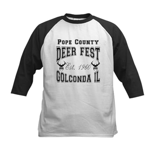 CafePress Varsity Deer Fest Lights Kids Baseball Jersey Kids Cotton Baseball Jersey, 3/4 Raglan Sleeve Shirt Black/White