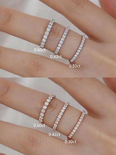 Yeedamy Moissanite Wedding Band For Women Engagement Ring White Gold Plated Sterling Silver 0.42Ct D Color Vvs1 Lab Created Diamond Half Eternity Stackable Rings For Her Size 6 #TOP3