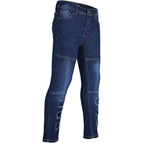 Vaqueros ajustados de niños con rotos y tiro alto en algodón azul oscuro denim 3