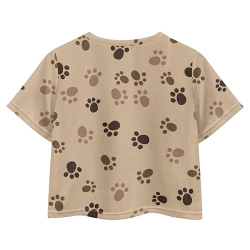 Image of Girls Fashion Crewneck Tee Shirts Casual Short Sleeve Crop Top Summer Outfits 5-14 Year