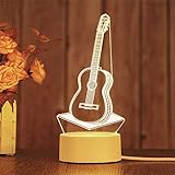 ギター3dイリュージョンランプLEDナイトライトカラフルなUSBテーブルランプホームルームの装飾男の子女の子子供のためのナイトライトギフト CDKPAWMZ