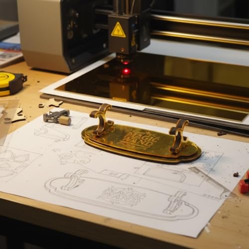 Image of Magic Wand Stand - Merchandise For Wand - Gold Finish Display Stand For Magic Stick - HP Gifts and Accessories For Fans (Wood Stand - Golden)