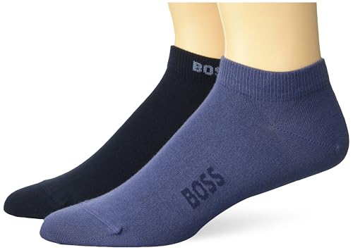 BOSS Men's 2-Pack Bottom Logo Solid Ankle Socks