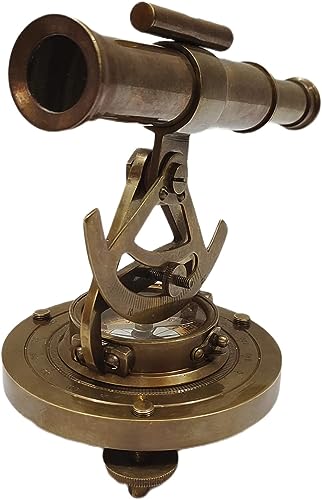 Desk Theodolite Handmade Antique Brass Small Alidade Telescope with Decorative Vintage Direction Compass Survey Instruments Home Decor Gift Item