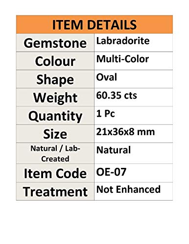 Labradorite cabochon ovale 60,35 carats Oe07-B08TWTBG11, solution pour sertissage réussi