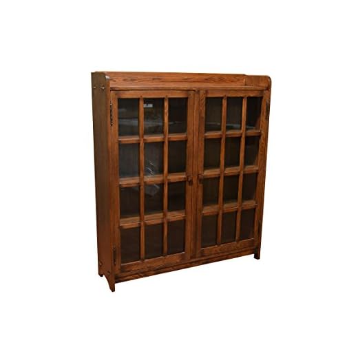 Crafters and Weavers Mission Oak Bookcase with 2 Glass Doors
