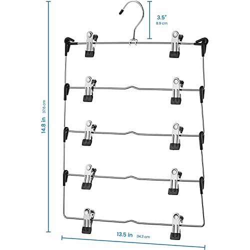 image for Zober 5-Tier Skirt Hangers with Clips - Metal, Non-Slip Space Saving P
