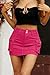 Low Waist Cargo Skirt Women Button Mini Cargo Denim Skirt with Pocket Mini Skirt Hot Pink