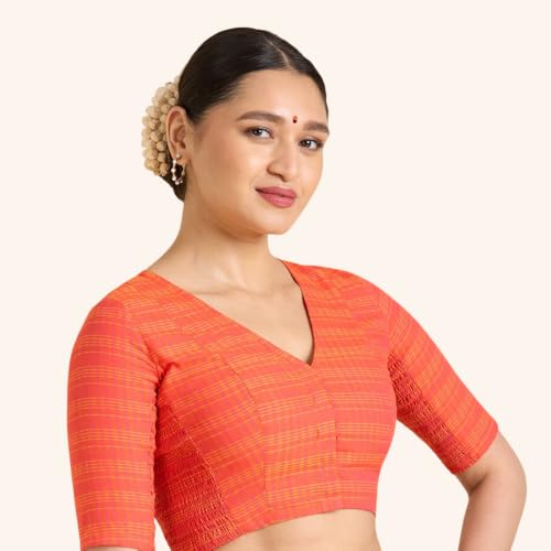 Image of Studio Shringaar Women's Cotton Madras Checks Saree Stretchable Blouses with Underarm Sweat Pads (Pack of 14 Pads)