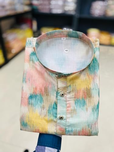 Image of FOXDX Men's Traditional Cotton Floral Printed Only Kurta