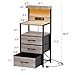 SZLHANJZ Night Stand with Charger Station, 3 Drawers Nightstand with Storage and LED Lights, Shelves, and Hooks, Bed Side End Table for Bedroom Dorm, Greige