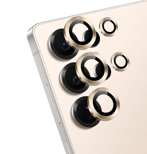Image of FabeKee Tempered Glass Camera Lens Protector For 9H Hardness, Full Coverage Anti Scratch Camera Metal Ring (S26 Ultra 5G /gold)