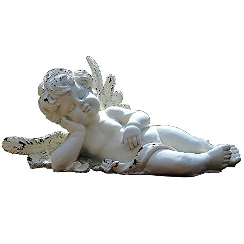 Bébé endormi dans des ailes ange statue de jardin cadeau de naissance