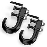 Nilight 2Pcs Bolt-On Tow Hooks with Spring Clip 10,000LBS 2Pcs Black Forged Recovery Tow Hooks Compatible with Jeep Ford Dodge Chevy GMC Toyota Pickup Truck