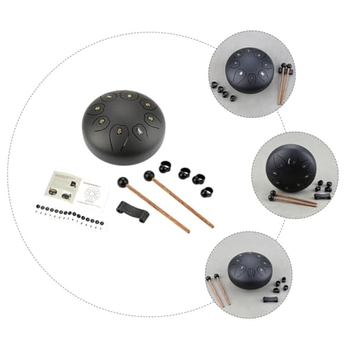 Tambor de Lengüeta Negro Grande Alipis Metal Portátil miniatura 6