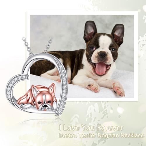 YFN Sterling Silver Dog Pendant - Boston Terrier, French Bulldog, Dachshund, Chihuahua, Yorkshire Terrier Necklaces for Women3