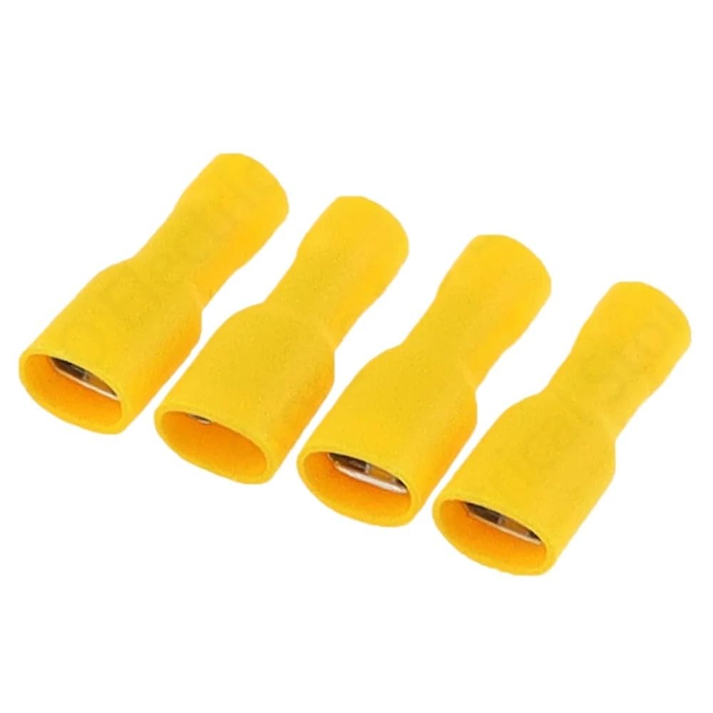 LTRAJUYNH 100PCS FDFD5.5-250 5-250 Female Insulated Electrical Crimp Terminal Connectors Cable Wire Connector 100PCS/Pack AWG 12-10 FDFD
