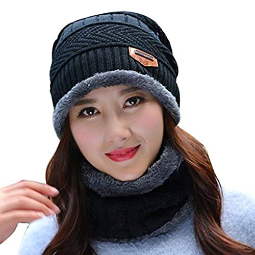 Black Color Premium Quality Ultra Soft Unisex Woolen Beanie Cap + Neck Scarf Set for Men I Women I Girl I Boy - Warm, Snow Proof - 20 Degree Temperature-image-32