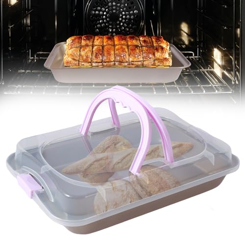 Tcwhniev Elegant and Functional Rectangular Cake Pan with Wide Handle, 10x14 Inch, Nonstick, Oven & Freezer Safe