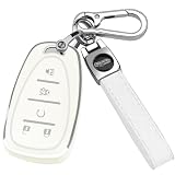 XIYANG TRADE for Chevy Key Fob Cover with Keychain,Soft TPU Key Case Shell Full Protection for 2016-2021 Chevy Equinox Malibu Camaro Cruze Blazer Traverse Trax 5 Button Holder (White)