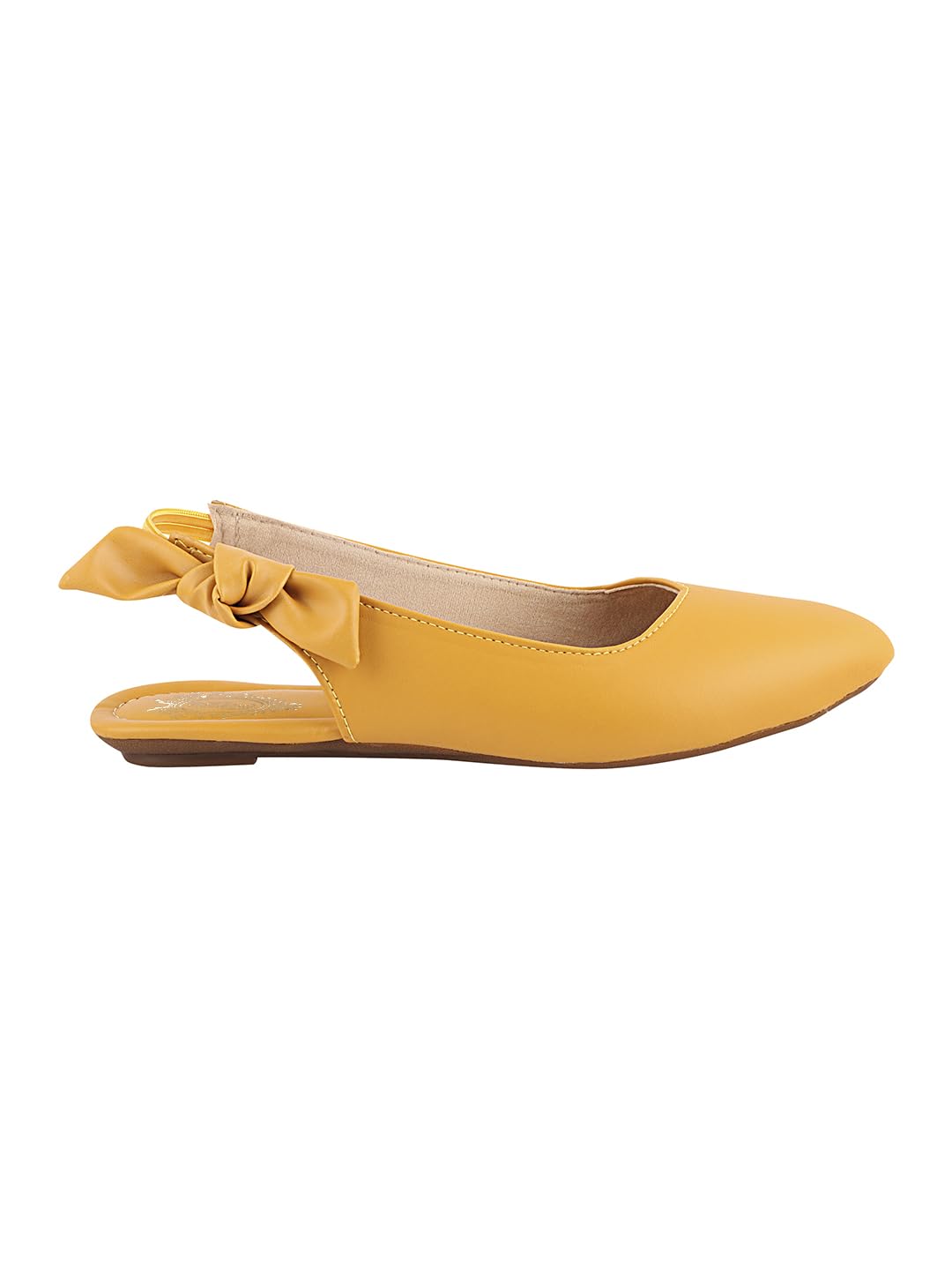 stylestry Women's Yellow Pointed Toe Flats with Side Bow Stylish & Comfortable ||Slingback Ballet Shoes for Casual & Party Footwear EU39-picture-11