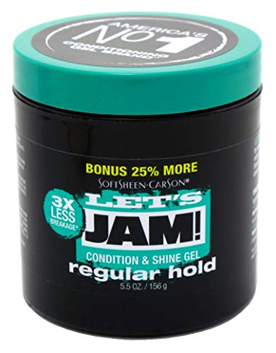 Lets Jam Condition & Shine Gel Regular Hold 5.5 Ounce Jar (162ml) (Pack of 3)