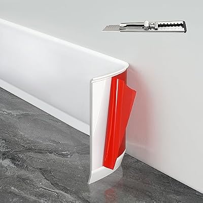 FCSOTSPS Baseboard Trim, 20 Feet * 4 Inch Peel and Stick Flexible Baseboard Molding Trim, Self-Adhesive Vinyl Baseboard Cove Base, Base Boards for Walls with 1 PCS Utility Knife (White)