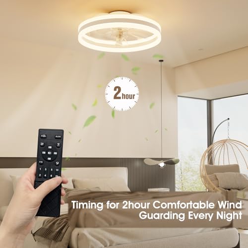 NIORSUN Ventilator Deckenleuchte,40CM LED Deckenventilator mit Beleuchtung,3 Farbtemperatur und 6 Geschwindigkeiten Deckenventilator mit Lampe,APP/Fernbedienung Dimmbar Ventilator Deckenlampe Weiß