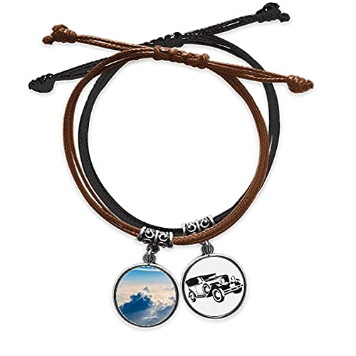 Bracelet corde main chaîne cuir minibus ciel bleu soleil nuages ajustable