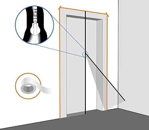 Lamera® Profi Staubschutztüre PE Folie wiederverwendbar 220 x 120 cm inkl. Klebeband, für Innen- und Aussenbereich, mit Reißverschluss, lichtdurchlässig transparent, für Umbau und Renovierung Cover