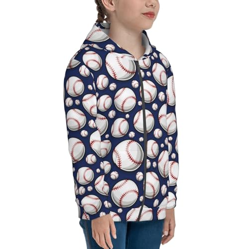 Baseball Softball Ball Kid Hoodies Boys Zip Up Sweatshirts Girls Pullover with Pocket4