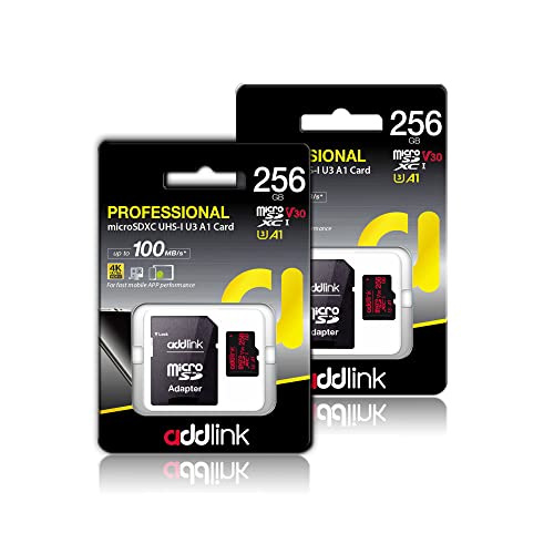addlink microSDXC Card + Adapter, 256GB 2-Pack, Ready for Nintendo Switch and Fire Tablet, UHS-1 U3 V30