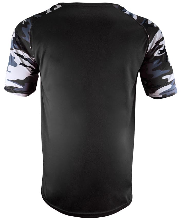 Epic Adult Cool Performance Camo Sleeve Tee Shirt (13- Colors Avaliable) Black/White 3XL