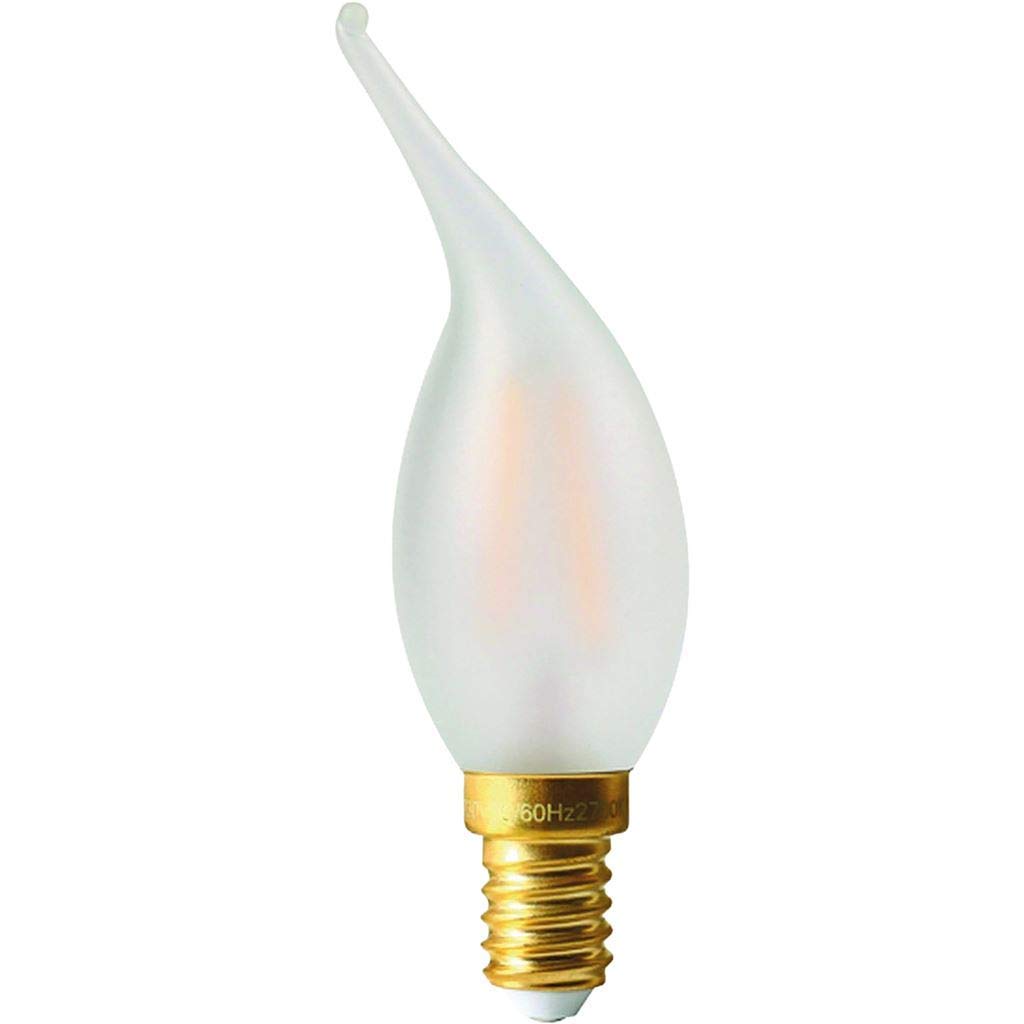 GIRARD SUDRON713176 - LED 35mm 'Coup De Vent' Bent Flame Candle CV4 LED Filament Lightbulb Lamp, E14 (SES Small Edison Screw Cap), Frosted, Warm White, 300 Lumens, Dimmable