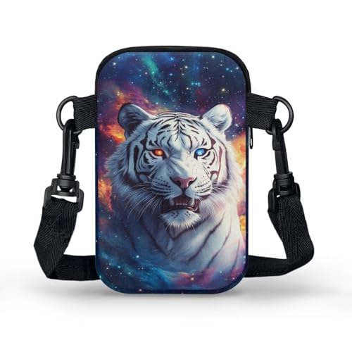 Image of Xpyiqun Galaxy Tiger Purses Crossbody Bags for Women Small Cross Body Canvas Pouch Sling Shoulder Handbag Mini Travel Messenger Bag Zipper Pocket Roomy Travel Work Satchel Phone Purses Organizer