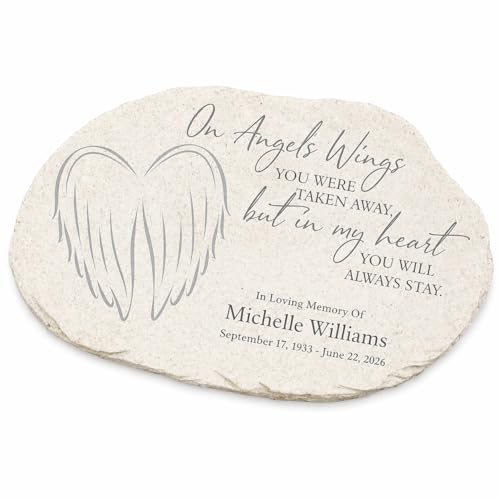 On Angel's Wings Custom Memorial Garden Stone