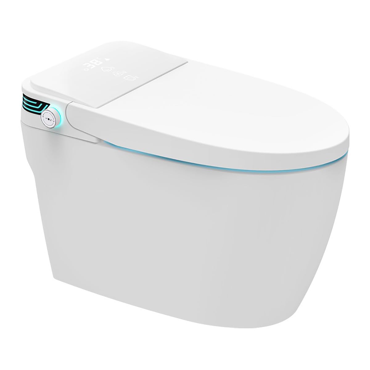 Smart Toilet - Totalmente automático con detección, volteo, descarga de agua, luz nocturna, limpieza multifuncional, calefacción del asiento y secado al aire caliente para uso en el baño