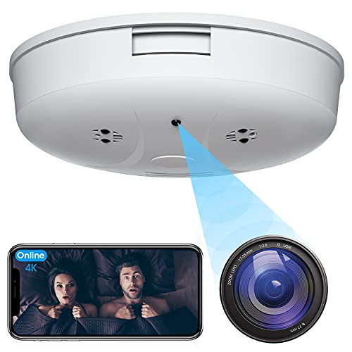 4K Hidden Camera Smoke Detector - HD 1080P Wireless Mini Security Spy Camera WiFi Night Vision and Motion Detection Video Recorder Real-Time View Nanny Cam for Home Security and Outdoor