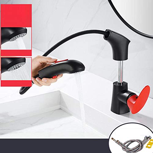 Grifo de lavabo de latón negro con acabado mate premium y caño elevable 4